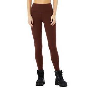 Alo Yoga Micro Waffle Knit Lowkey Leggings in Cherry Cola